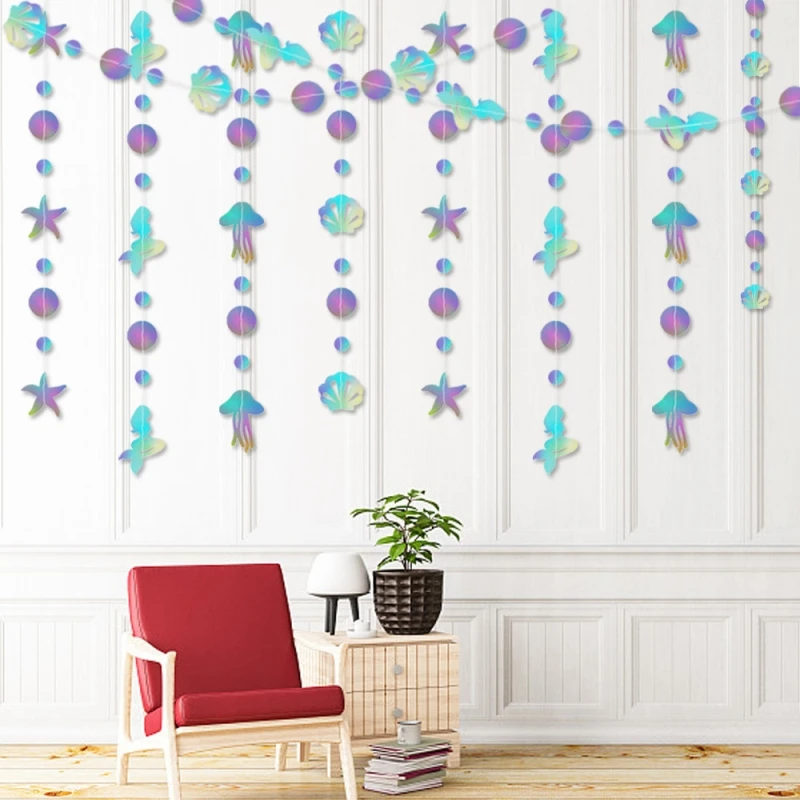 

4M Underwater World Mermaid Jellyfish Banner Paper Garland Shell Pendant Birthday Party Decorations Wedding Props