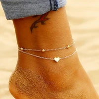 new fashion bracelet fashion double layer love anklet women beach vacation style anklet wholesale foot bracelet luxury