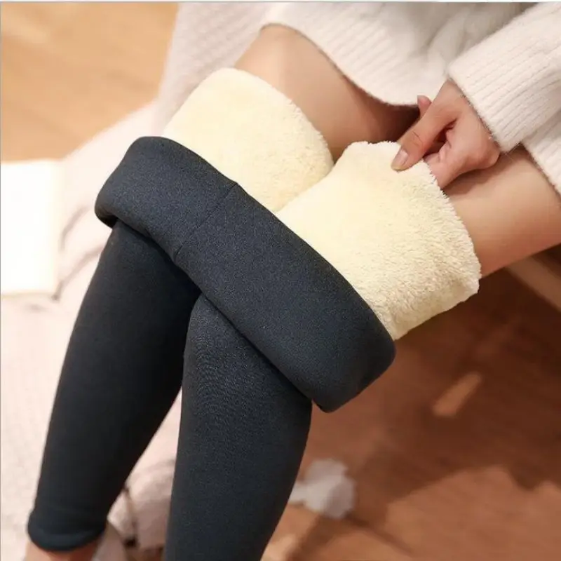 Winter Lambwool Leggings Warm Skinny Leggings High Elastic Tights Women Super Thick Thermal Cashmere Pants Velvet