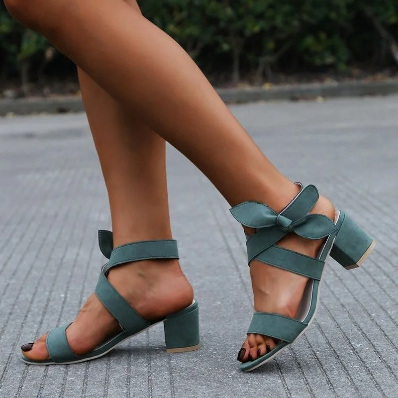 

The New Fashion Chunky Heels Sandals for Women Summer 2022 Elegant Party Shoes Casual High Quality Peep Toe Gladiator Sandals