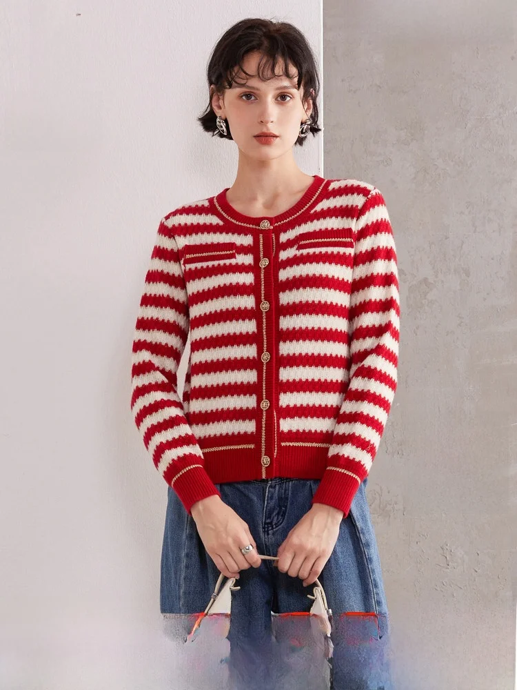 Черно-белый полосатый свитер в стиле ретро женский осенне-зимний 2024 новый Advanced