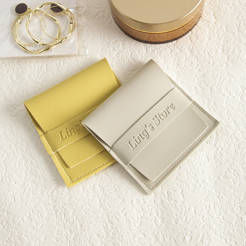 Пользовательский логотип 8x8 см сумка для ювелирных изделий из искусственной кожи