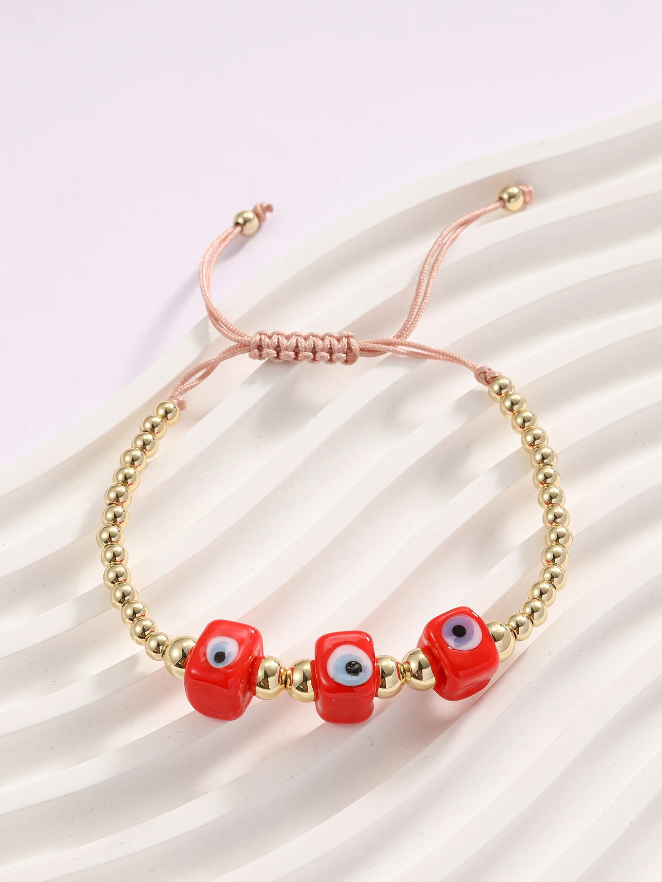 Bohemian Fashion Colorful Three Layer Rice Bead Bracelet Devil's Eye Adjustable Beaded Original Women's Bracelet