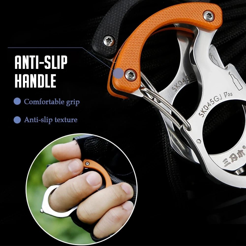 

EDC Keychain Outdoor Survival Tools Camping Buckle Broken Window Bottle Opener Finger Tiger Self-defense Tool Car Buckle Breaker