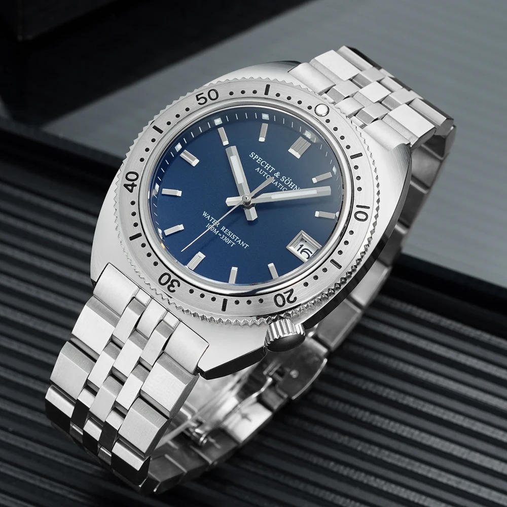 Specht &amp Söhne новые 38 мм дайверские часы для мужчин синий цвет механические наручные