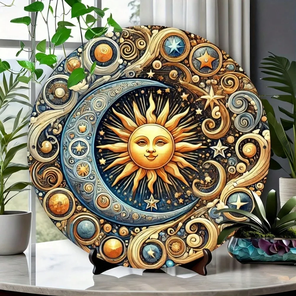 

Металлический круглый настенный декор Sun & Moon 8x8 дюймов