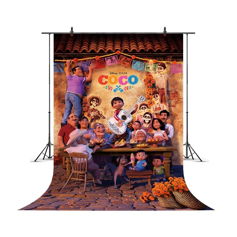 

Coco Movie Photography Backdrop Mexican Fiesta Style Family Kid Happy Birthday Party Photographic Background Photo Studio Props