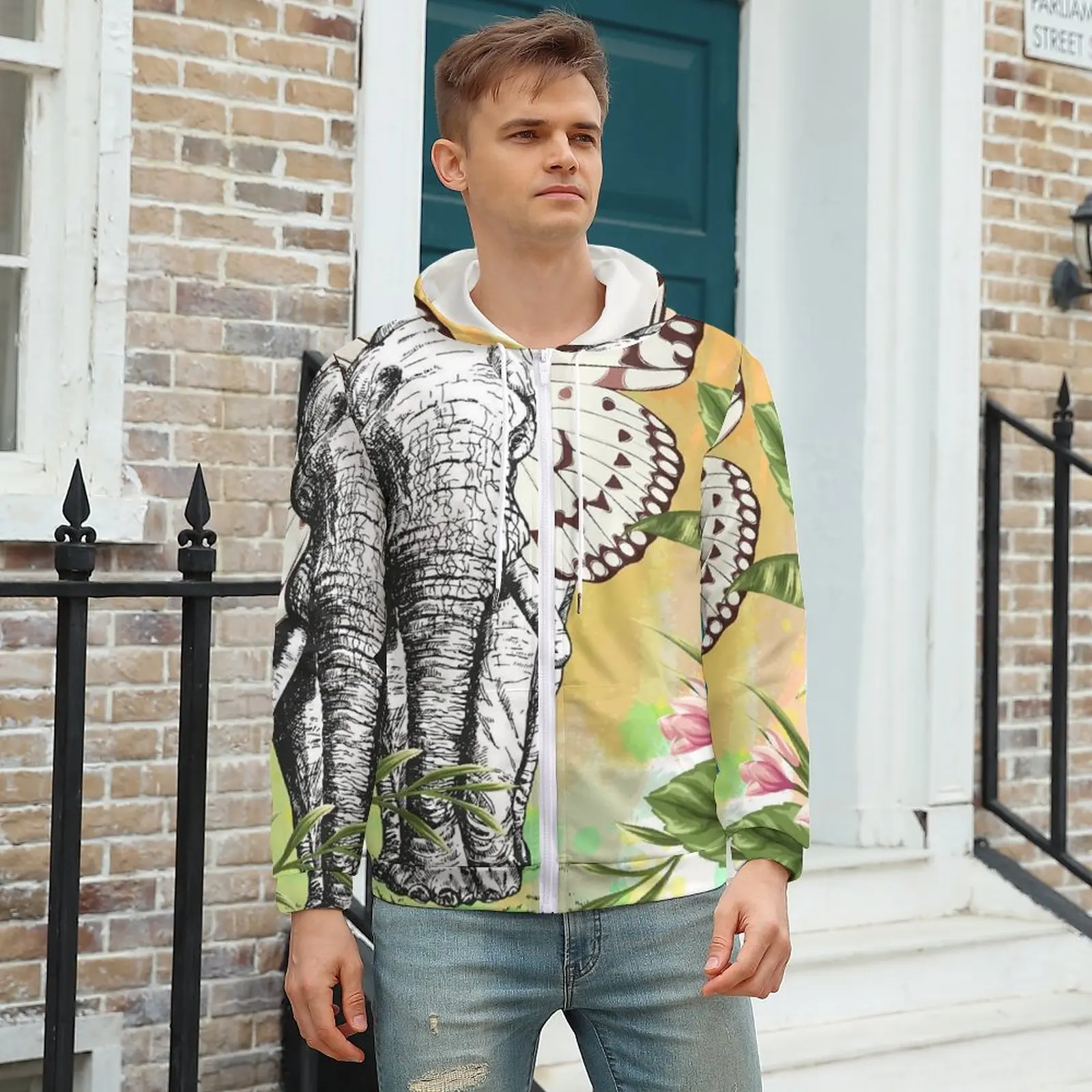 

Мужская зимняя толстовка с капюшоном, на молнии