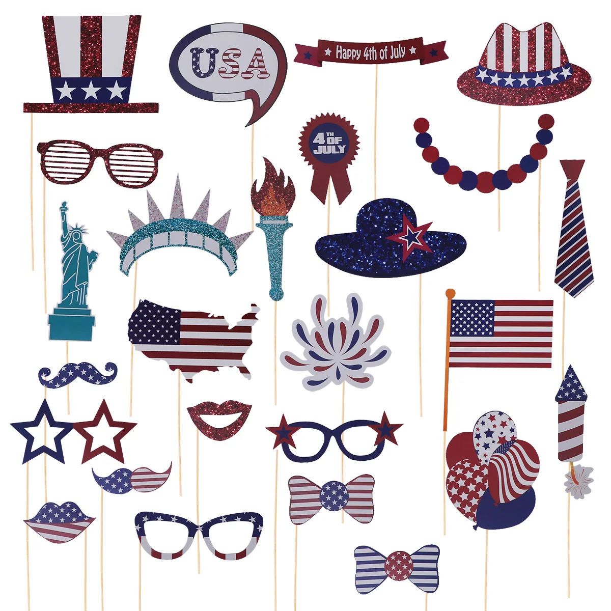 

Prop Day Independence Photo Funny Party Decor Family Patriot Props Decorations Kit
