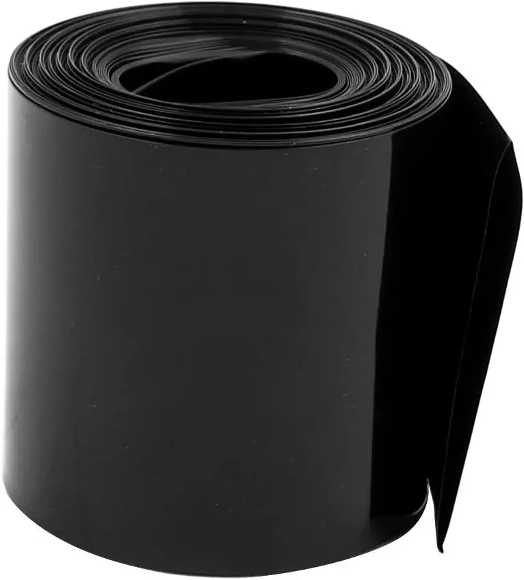 

Keszoox 55mm Flat Width 3.1M Length PVC Heat Shrink Tube Black for 18650 Batteries