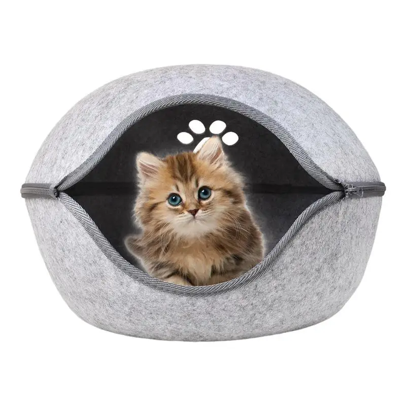 

Cat Tunnel Beds Detachable Round Felt Cat Tunnels Semi-Closed Washable Cat Tunnel Nest Round Donut Felt Pet House For Most Small