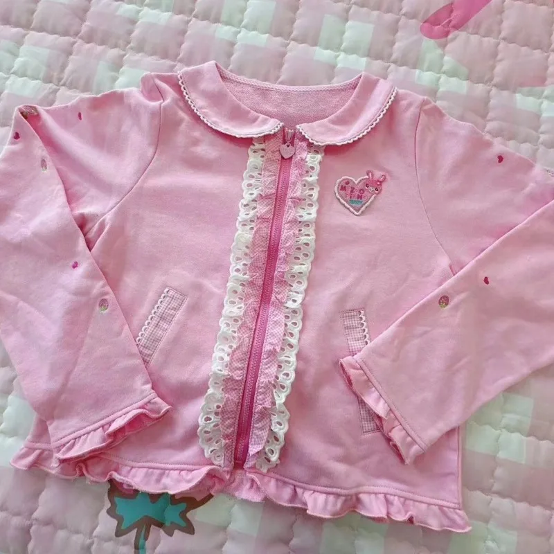 Японское пальто в стиле кавайной Лолиты с мультяшной вышивкой милая короткая