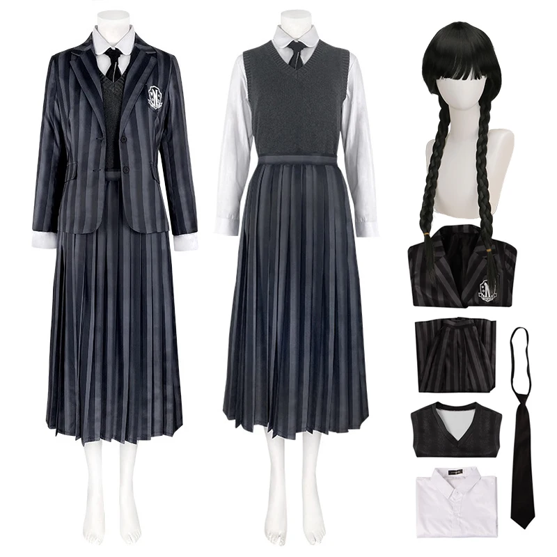 

Wednesday Addam Cosplay Costume Schoolgirl Uniform Wednesday Nevermore College School Uniform Halloween Party Clothes for Women