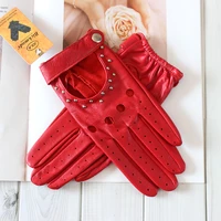 summer leather driving driver full finger gloves women unlined thin fashion spring and autumn motorcycle riding sheepskin gloves