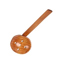 japanese style long handle wooden soup spoon ramen ladle strainer hot pot scoop nder kitchen utensil
