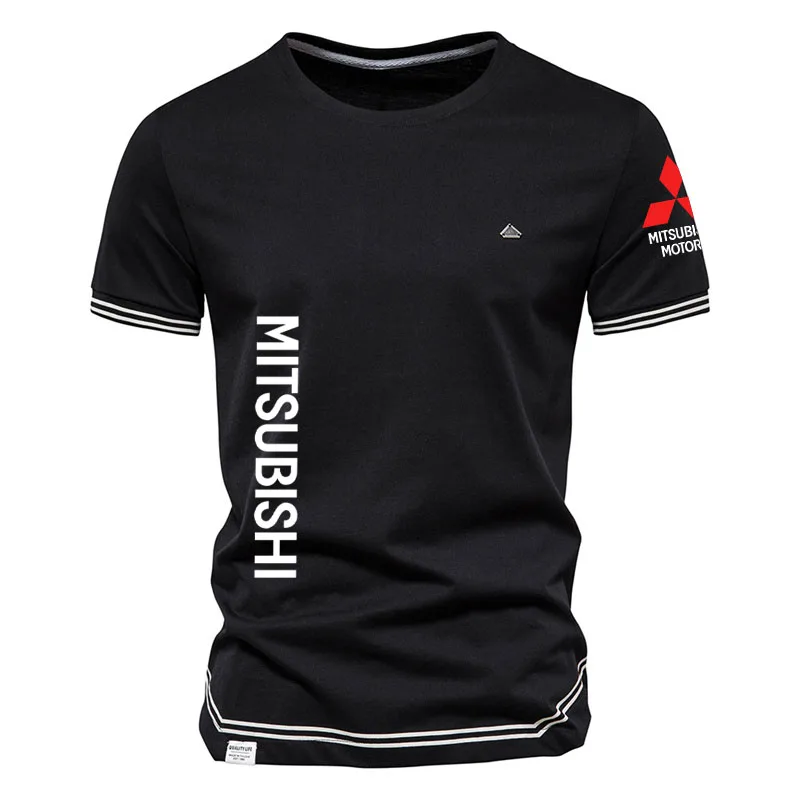 

Men's Shirt youthful vitality men's short sleeves Mitsubishi car logo hot sale 100% cotton oversized T-shirt Men's clothing