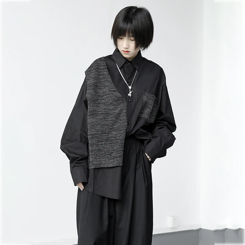 Рубашка Y2K Женская/Мужская свободная в готическом стиле Повседневная Блузка