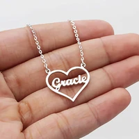 new custom name necklaces for women personalised heart pendant couple choker stainless steel jewelry gold choker collar feminino