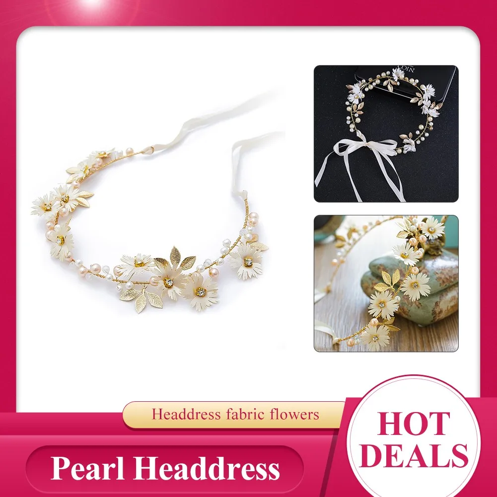 Новинка повязка на голову с золотыми листьями маргаритками цветами свадебные