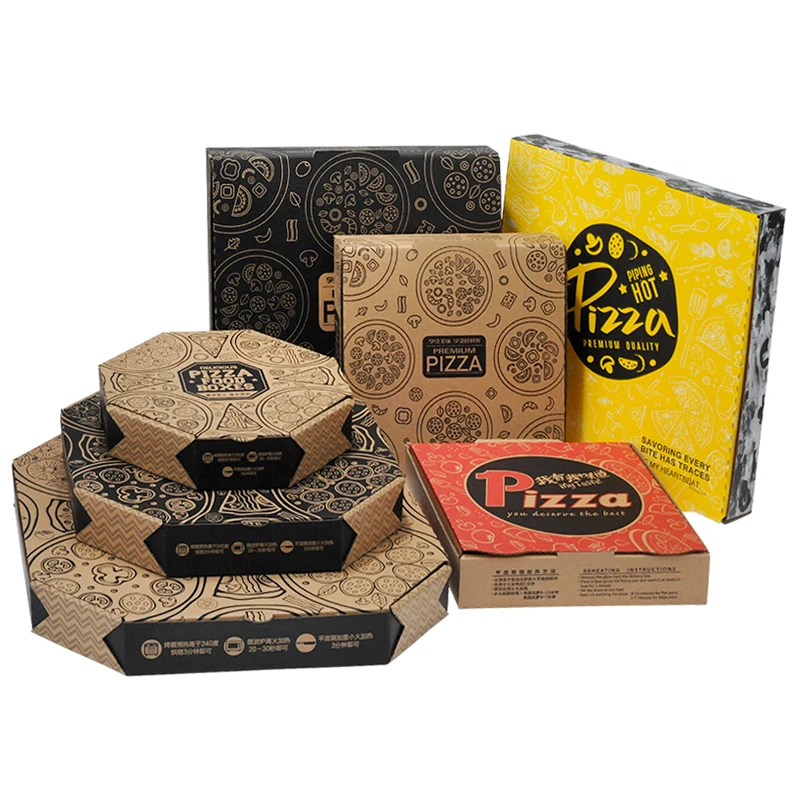 

Wholesale Custom Logo All Size 9 10 11 12 14 18 Inch Corrugated Kraft Paper Pizza Boxes