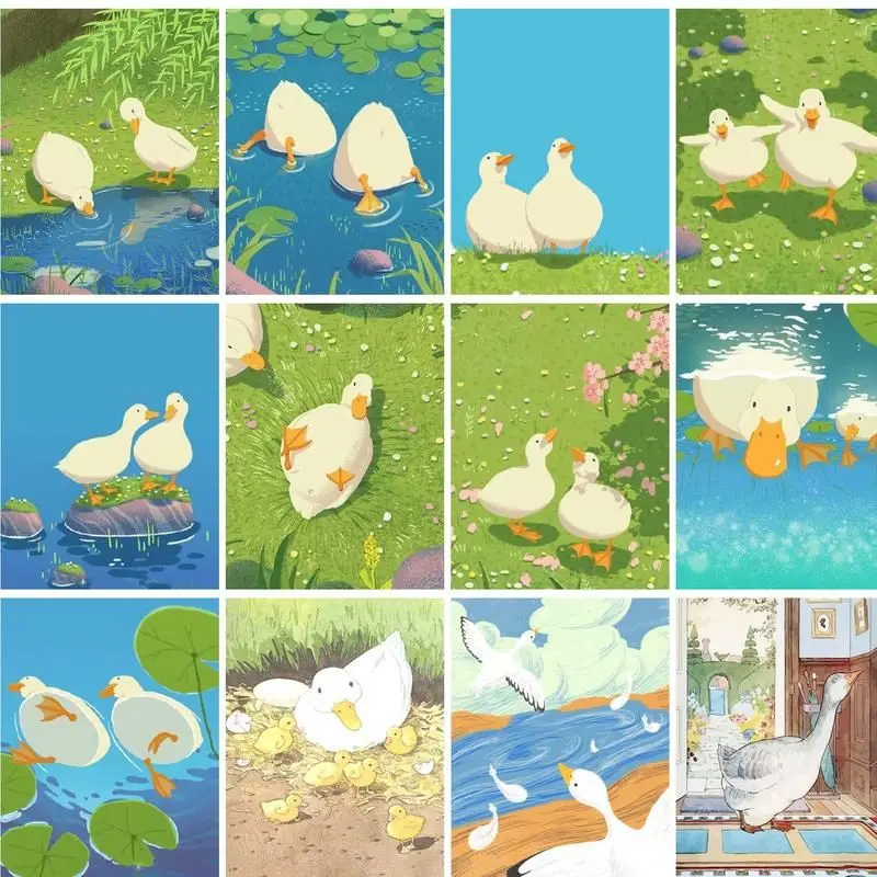 

GATYZTORY Acrylic Painting By Numbers Diy Gift Cartoon Duck Animal For Adults Drawing By Numbers Home Decors On Canvas Handmade