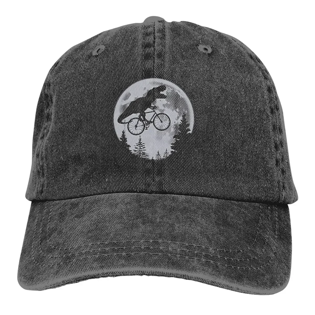 Washed Men's Baseball Cap T-Rex Dinosaur Riding Bicycle Trucker Snapback Caps Dad Hat Cycling MTB Biking GuIfHats