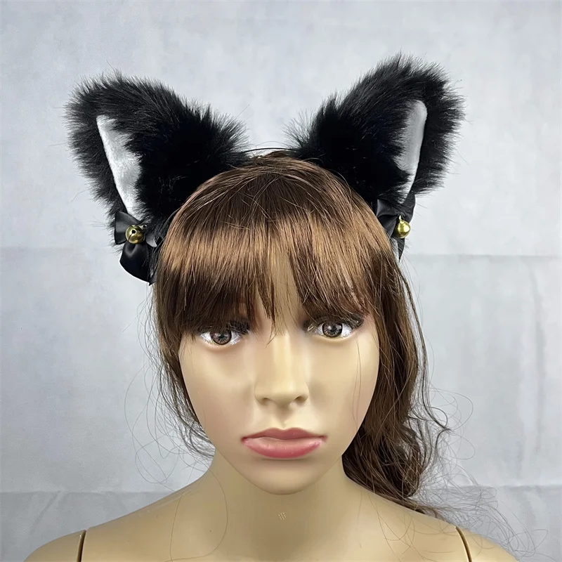 

White Cosplay Cute Cat Fox Fur Ear Hair Hoops Night Party Anime Lolita Hairband Fleece Clip Girl Hair Accessories Rubbit Ear
