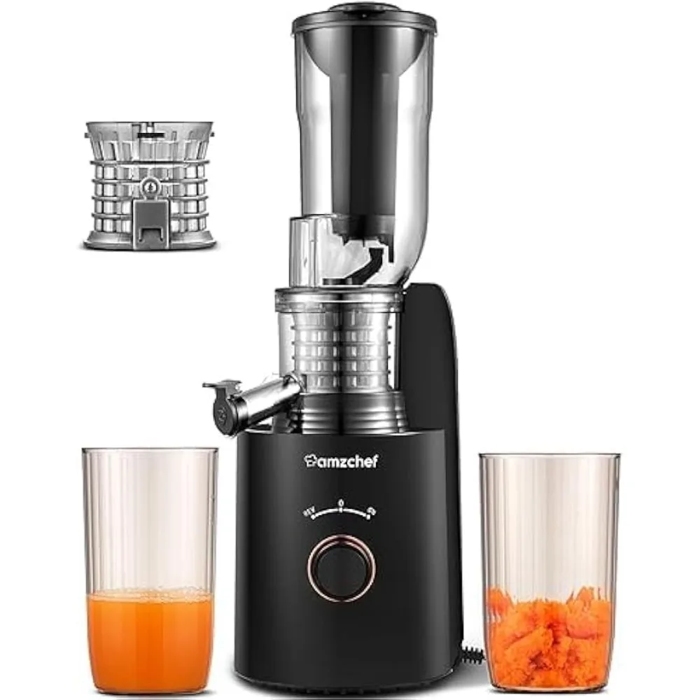 

Соковыжималка холодного отжима, компактная медленная соковыжималка, соковыжималка с широким желобом 3,3 дюйма, Модернизированный фильтр без засорения (черный)