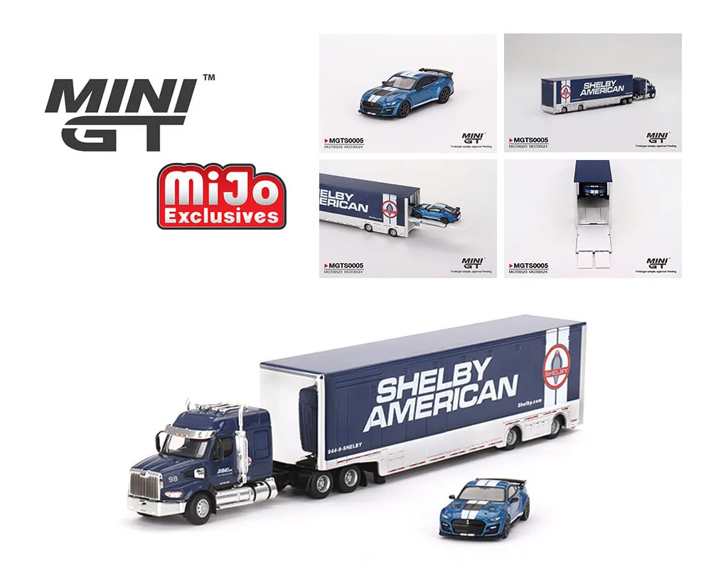 

**Preorder** MINI GT 1:64 Western Star 49X w/ Racing Transporter & Shelby GT500 SE Widebody Ford Blue Model Car