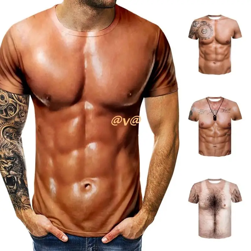 

Fashion 3D Muscle Body Printed Mens Short Sleeve T-Shirt Tees Summer Streetwear