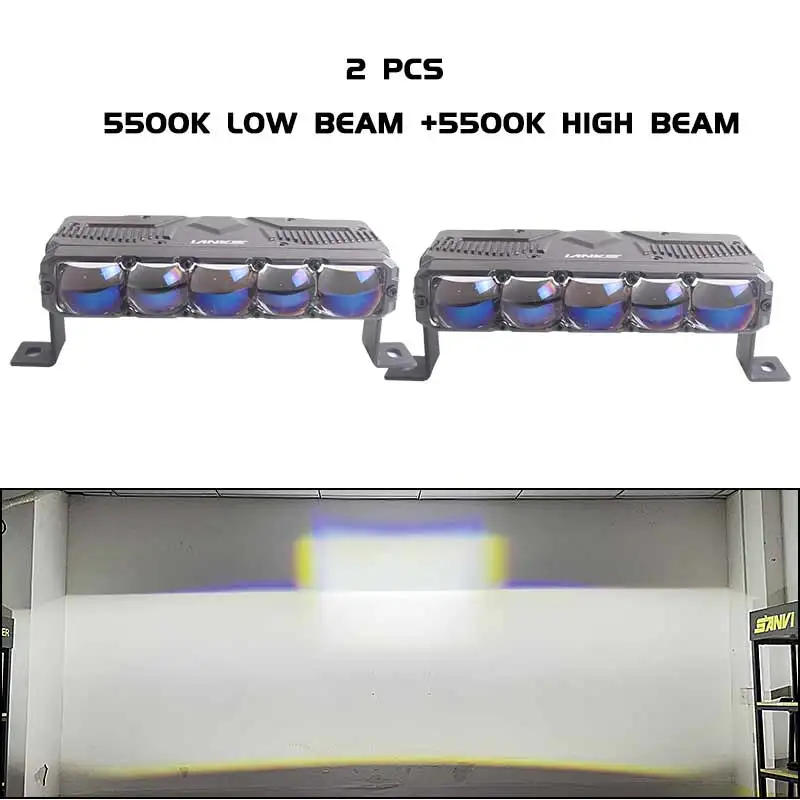 

Светодиодный проектор SANVI S500 5.5'' Bi-LED с 5 линзами для решетки радиатора автомобиля, противотуманная фара, дополнительный свет, 5500K, 18400 люкс