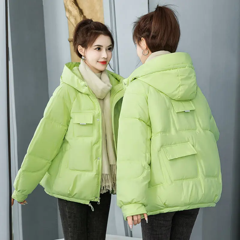 2023 New Women Down Cotton-Padded Jacket Winter Wear Versatile Loose Short Cotton-Padded Jacket Thickened Warm Cotton Coat
