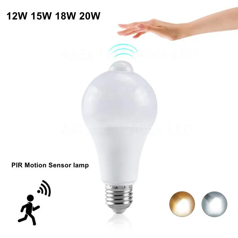 

85-265V E27 PIR Motion Sensor Lamp 12W 15W 18W 20W LED Bulb with Motion Sensor Infrared Radiation Motion Detector Night Light