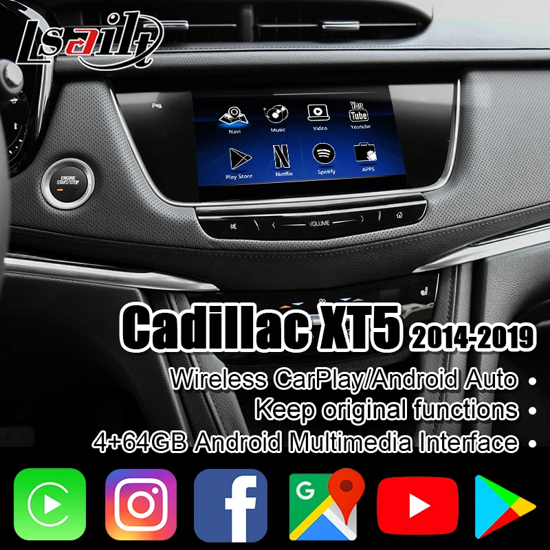

Lsailt 4 + 64 Гб CarPlay/ Android мультимедийный интерфейс для 2014-2018 Cadillac XT5 CTS XTS SRX в системе CUE с Netflix, YouTube