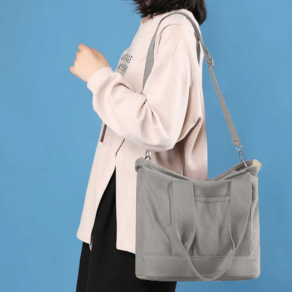 

Вместительная Холщовая Сумка-тоут для женщин, однотонный саквояж на регулируемых лямках, легкий чемоданчик с несколькими отделениями для офиса и путешествий