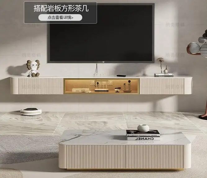 Light luxury hanging wall mounted TV cabinet tea table small