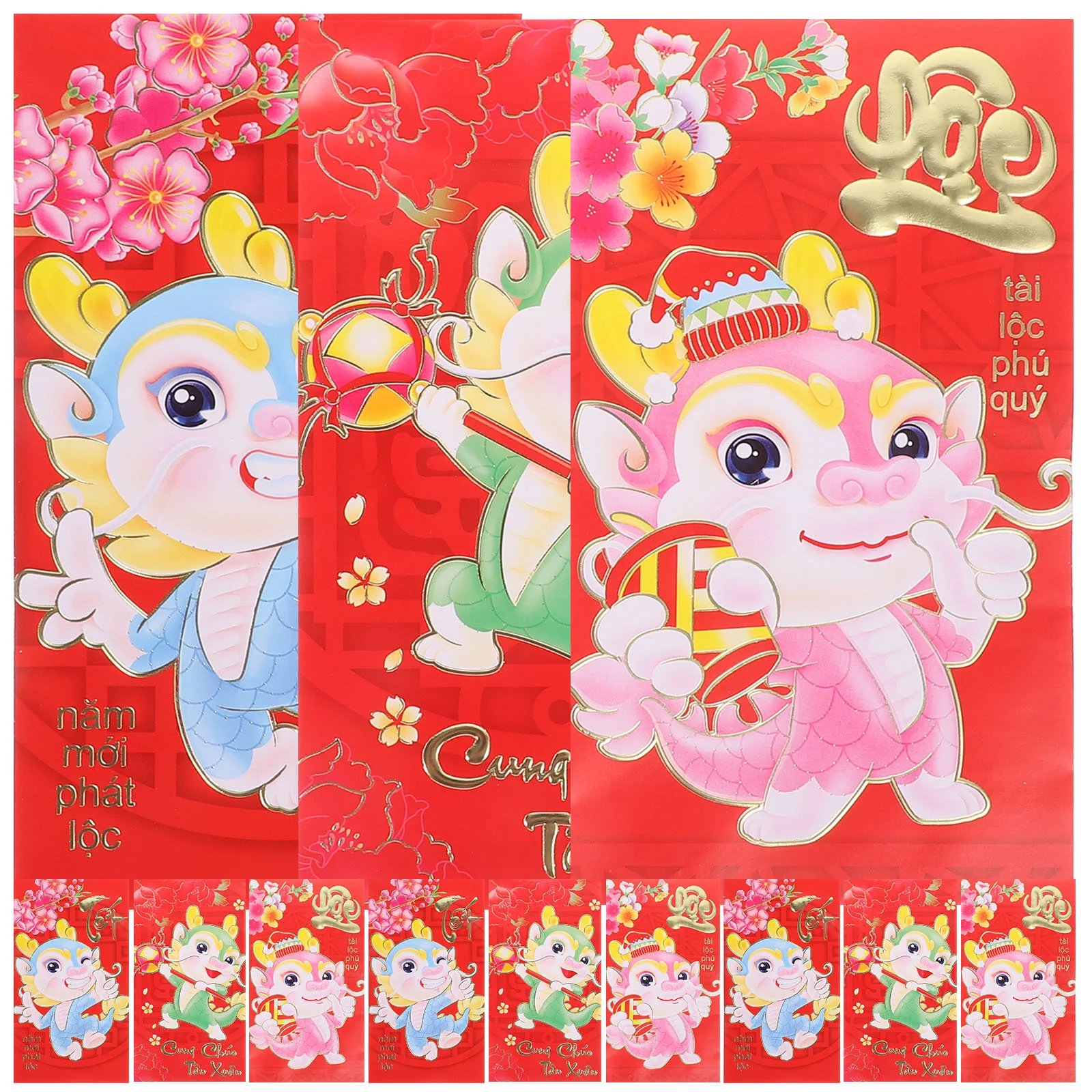 

36 Pcs Luck Money Bag Chinese Zodiac Spring Festival Red Packet Dragon Year Paper Vietnamese Envelope Envelopes New Gift