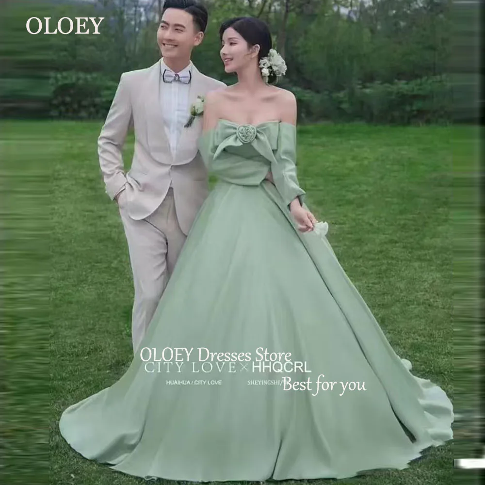 OLOEY корейские элегантные свадебные платья с открытыми плечами и бантом