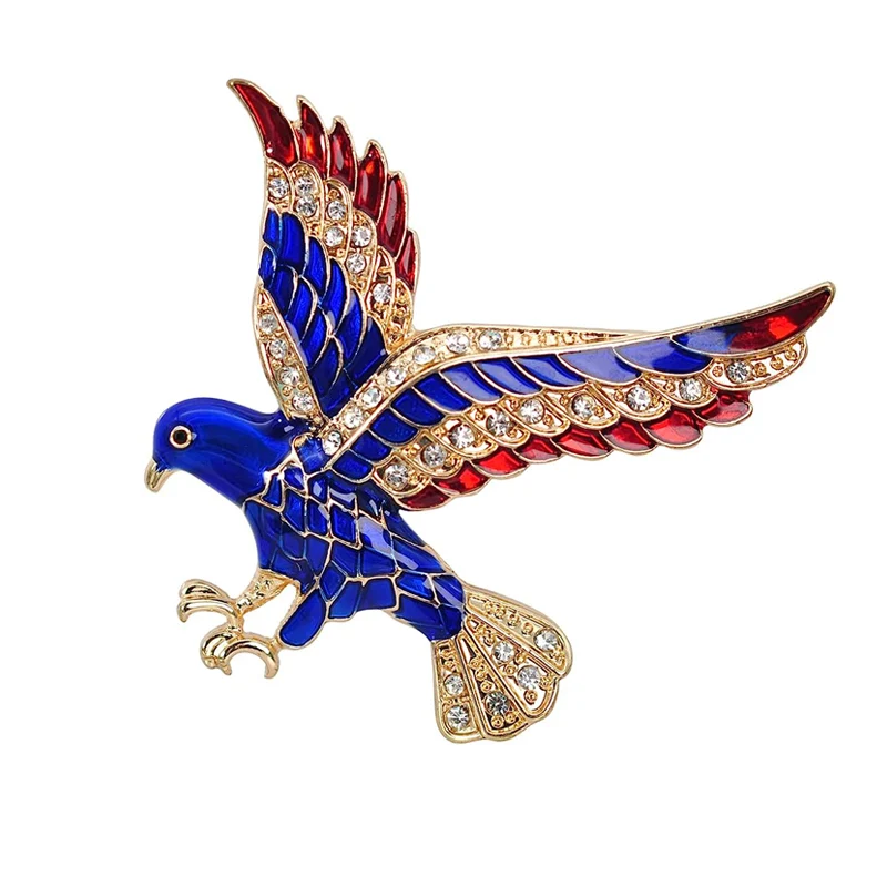 

Stylish Enamel Eagle Brooch Rhinestone Inlaid Animal Pin Exquisite Spread Wings Hawk Brooch