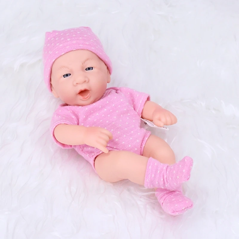 

N80C 7.87 Inches Reborns Popular Pouting Cute Girl with Knit Sweater Hat Soft Cuddle for Toddler Birthday Gift