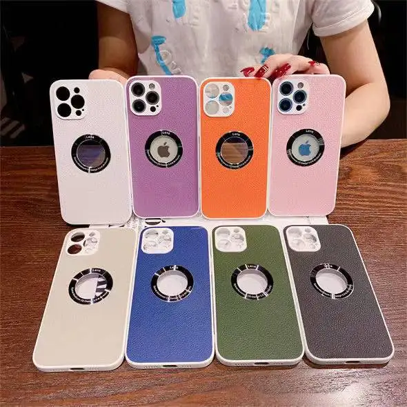 

Transparent leather grain iPhone case 11/12/XS/XR all-inclusive soft and simple style