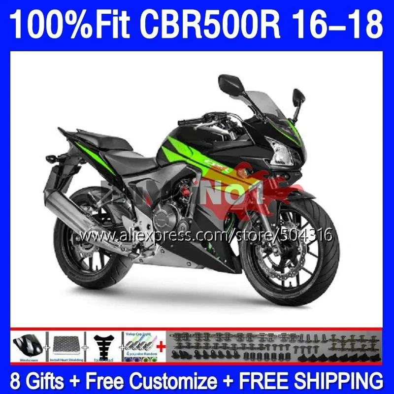 

Корпус инжектора для HONDA CBR500 CBR 500 R 500R RR CBR500R 16 17 18 178MC.120 500CC CBR-500R 2016 2017 2018 Обтекатели зеленый черный