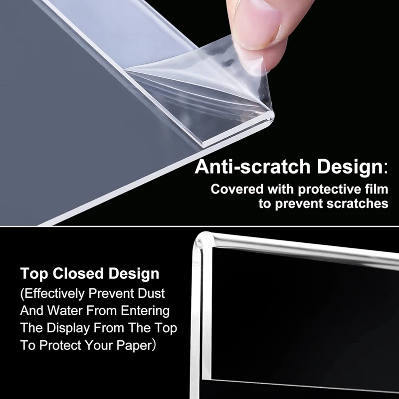 4 X 6 Inch Acrylic Sign Holder Wall Mount Clear Frame With Double Sided Adhesive Tape For Office Home 10Pack