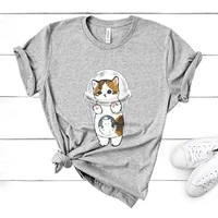 funny oversized t shirt female kawaii cat print short sleeve streetwear harajuku summer top woman clothes y2k shirt tshirt tees