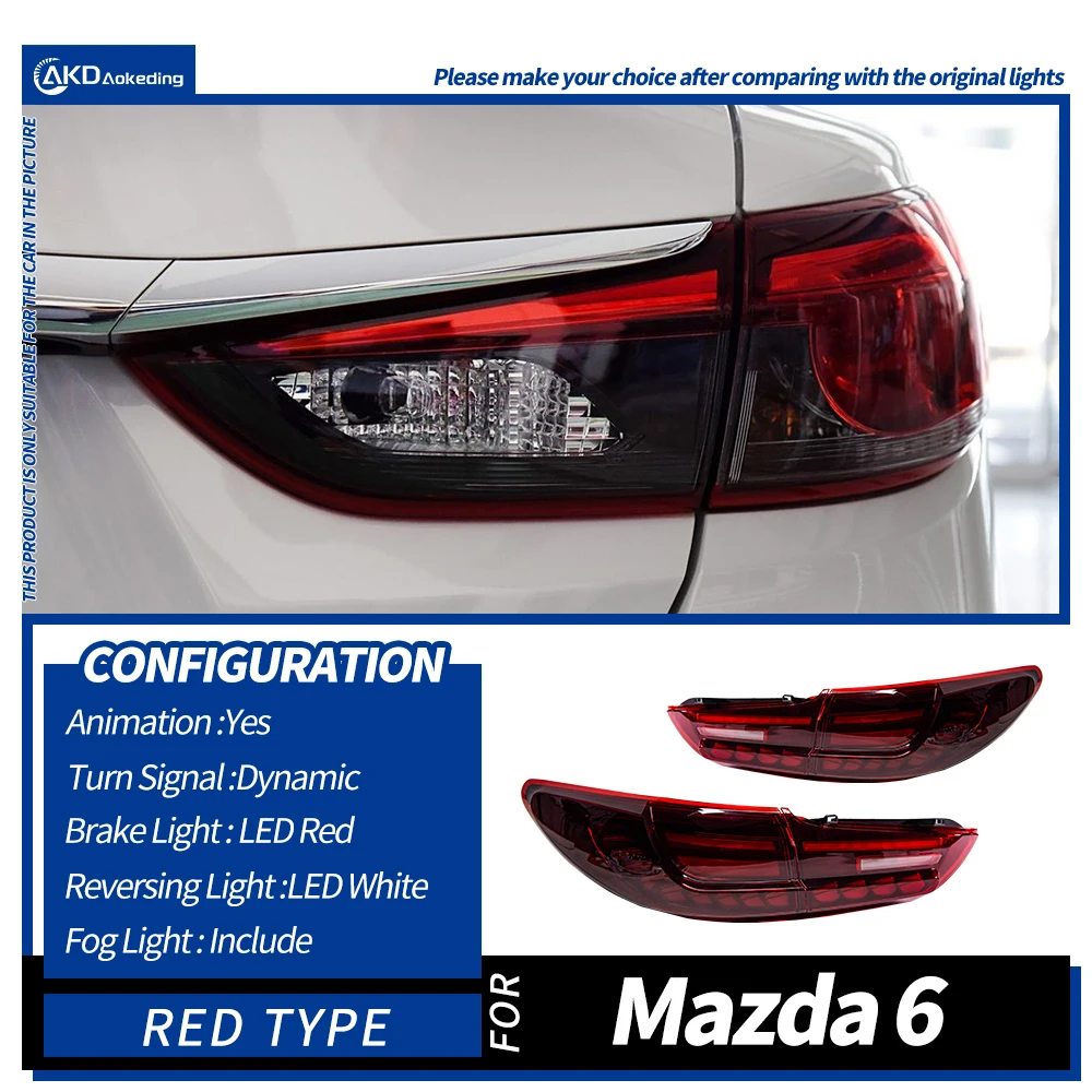

Автомобильные фары для Mazda 6 2013-2018 Atenza Mazda6 светодиодный, Автомобильный задний фонарь в сборе, обновленный дизайн, масштаб дракона, аксессуары для динамической лампы