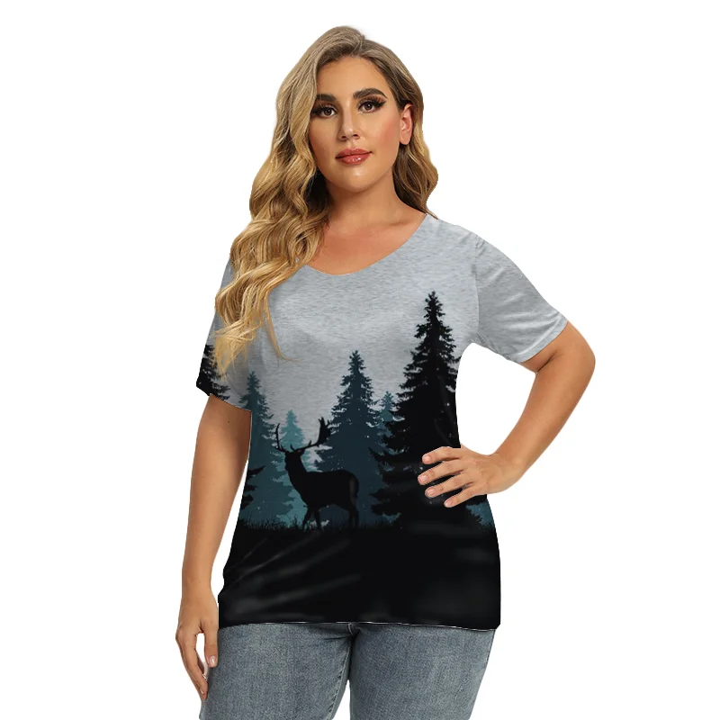 

Женская футболка с коротким рукавом и V-образным вырезом, с 3D-принтом