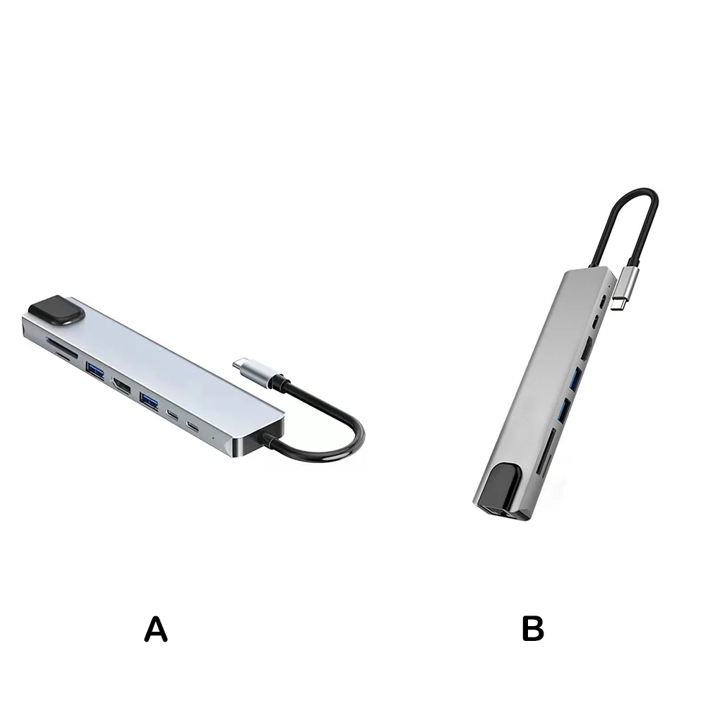 

USB Hub 3 0 USB C 8-In-1 Adapter with RJ45 Ethernet Net Port Support HDMI-Compatible 4K PD for Home Office