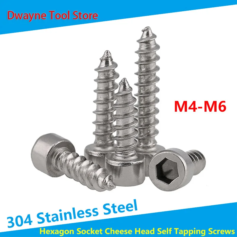 

【20Pcs】304 Stainless Steel Cup Head Hex Socket Self Tapping Screw Hexagon SocketSelf Tapping Screws M4 M5 M6