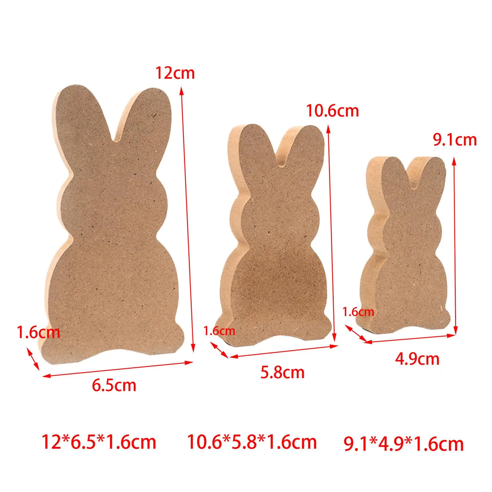 

3 ХХ деревянные пустые вырезы в форме кролика, ломтики, необработанные украшения на Пасху, предметы интерьера для домашней вечеринки, праздника на день рождения
