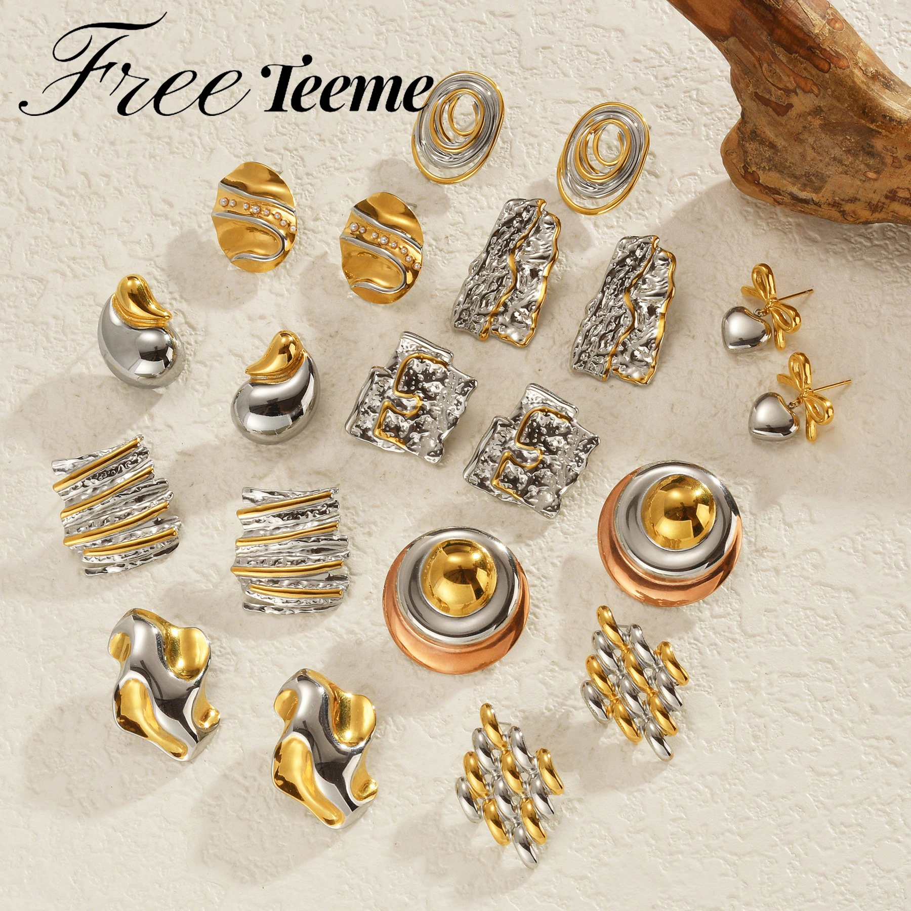 Freeteeme модные различные стили контрастных цветов серьги-гвоздики для женщин и